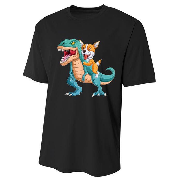 Corgi Puppy Corgi T Rex Dinosaur For Pet Lovers Performance Sprint T-Shirt