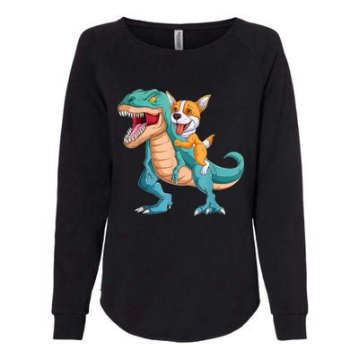 Corgi Puppy Corgi T Rex Dinosaur For Pet Lovers Womens California Wash Sweatshirt