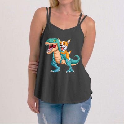 Corgi Puppy Corgi T Rex Dinosaur For Pet Lovers Women's Strappy Tank