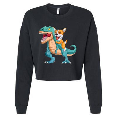 Corgi Puppy Corgi T Rex Dinosaur For Pet Lovers Cropped Pullover Crew