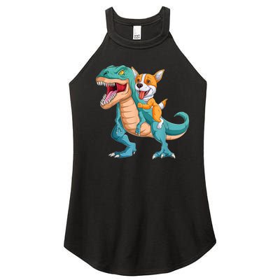 Corgi Puppy Corgi T Rex Dinosaur For Pet Lovers Women’s Perfect Tri Rocker Tank