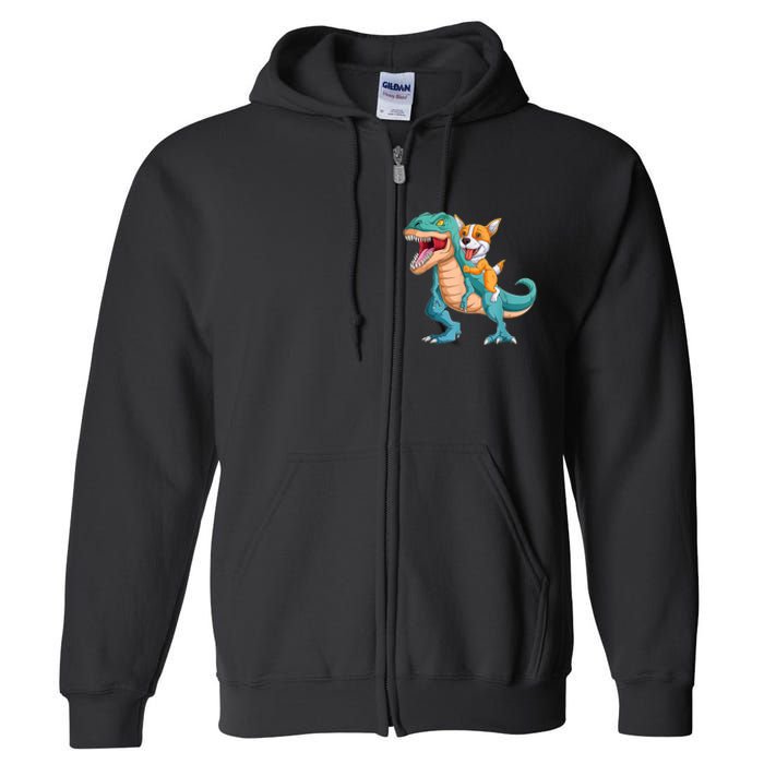 Corgi Puppy Corgi T Rex Dinosaur For Pet Lovers Full Zip Hoodie