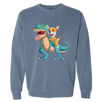 Corgi Puppy Corgi T Rex Dinosaur For Pet Lovers Garment-Dyed Sweatshirt