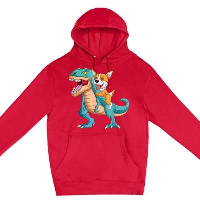 Corgi Puppy Corgi T Rex Dinosaur For Pet Lovers Premium Pullover Hoodie