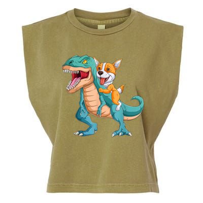 Corgi Puppy Corgi T Rex Dinosaur For Pet Lovers Garment-Dyed Women's Muscle Tee