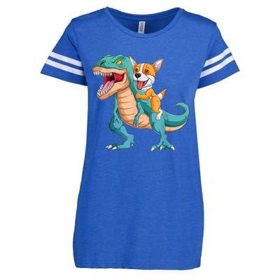 Corgi Puppy Corgi T Rex Dinosaur For Pet Lovers Enza Ladies Jersey Football T-Shirt