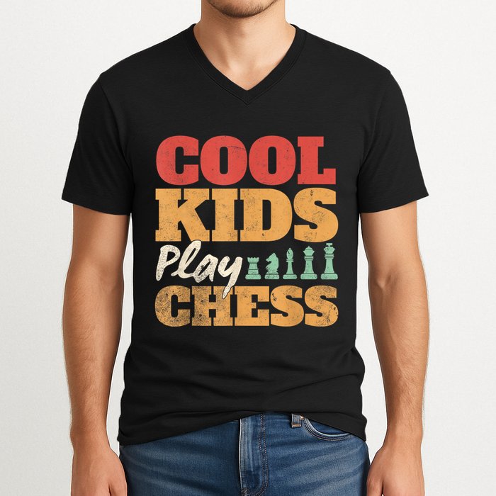Cool Play Chess Player Chess Board Chess Lovers V-Neck T-Shirt