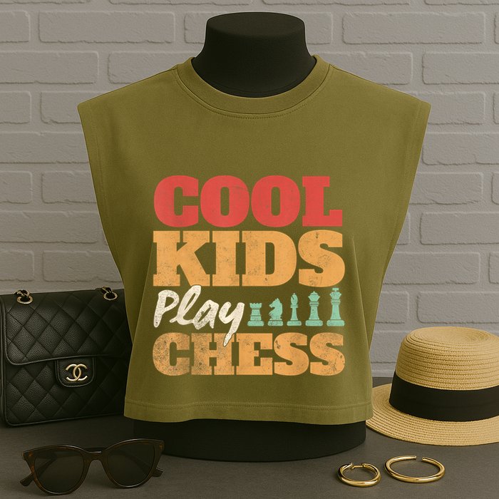 Cool Play Chess Player Chess Board Chess Lovers Garment-Dyed Women's Muscle Tee