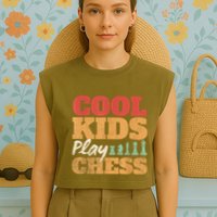 Cool Play Chess Player Chess Board Chess Lovers Garment-Dyed Women's Muscle Tee