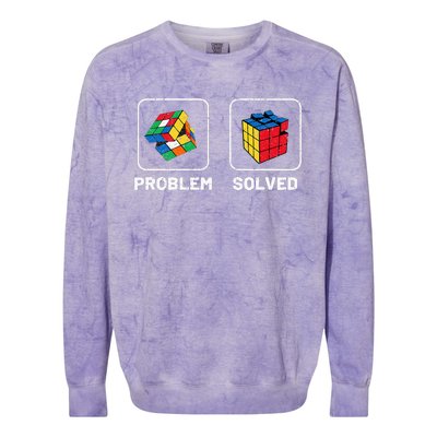 Competitive Puzzle Cube Problem Solved Speed Cubing Colorblast Crewneck Sweatshirt