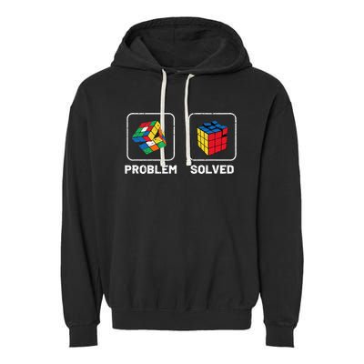 Competitive Puzzle Cube Problem Solved Speed Cubing Garment-Dyed Fleece Hoodie