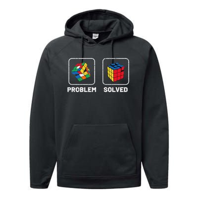 Competitive Puzzle Cube Problem Solved Speed Cubing Performance Fleece Hoodie