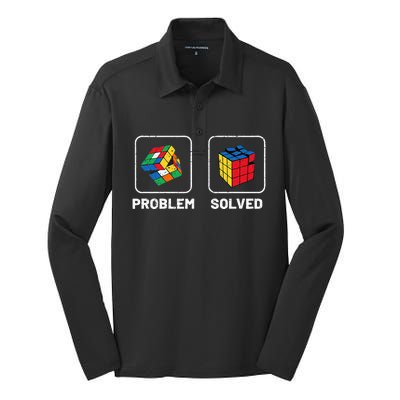 Competitive Puzzle Cube Problem Solved Speed Cubing Silk Touch Performance Long Sleeve Polo