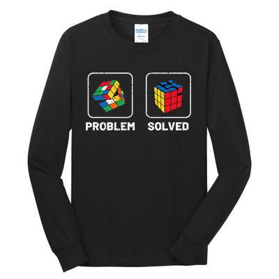 Competitive Puzzle Cube Problem Solved Speed Cubing Tall Long Sleeve T-Shirt