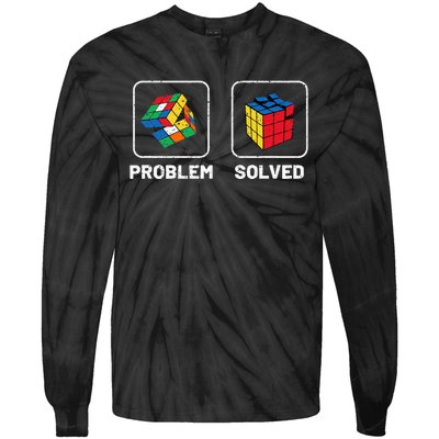 Competitive Puzzle Cube Problem Solved Speed Cubing Tie-Dye Long Sleeve Shirt