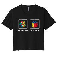 Competitive Puzzle Cube Problem Solved Speed Cubing Women's Crop Top Tee