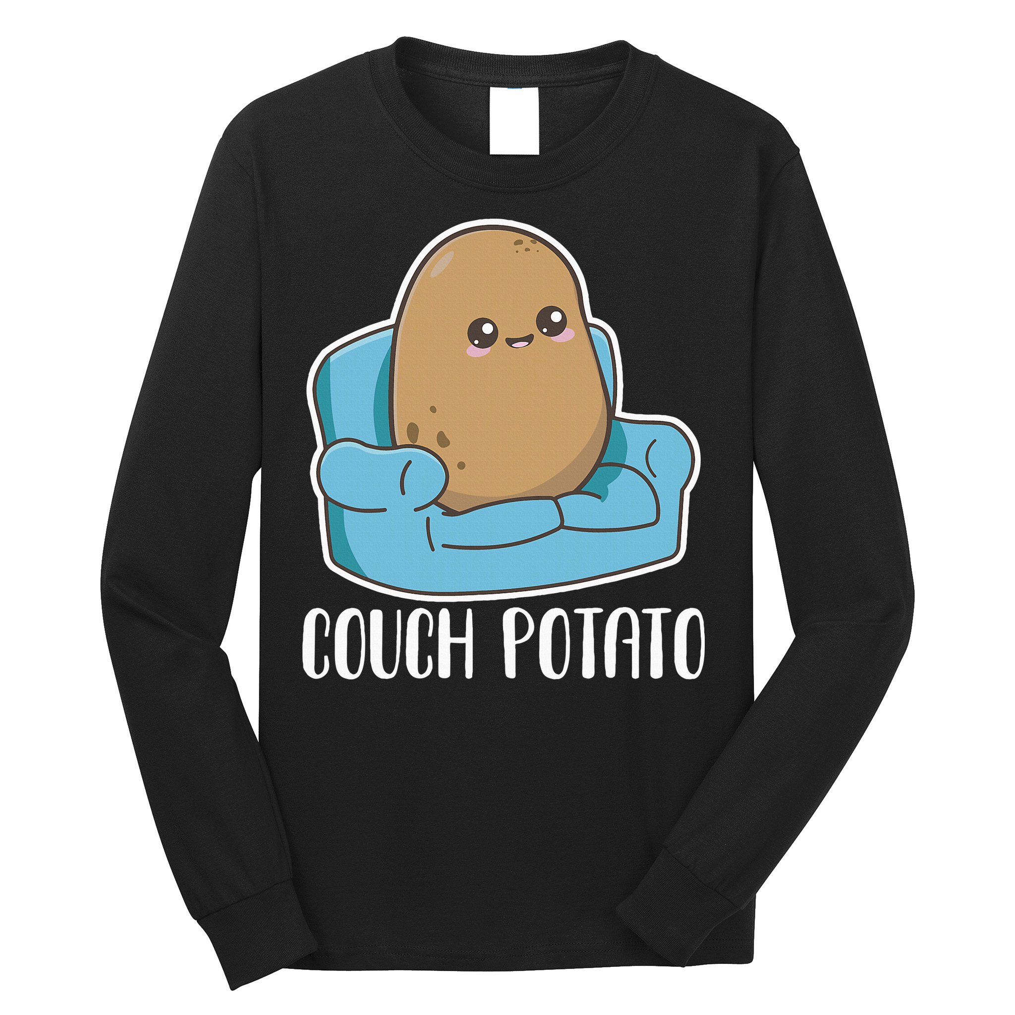 Couch Potato Cute Kawaii Funny Potato Long Sleeve Shirt