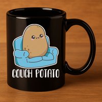 Couch Potato Cute Kawaii Funny Potato 11oz C Handle Ceramic Mug