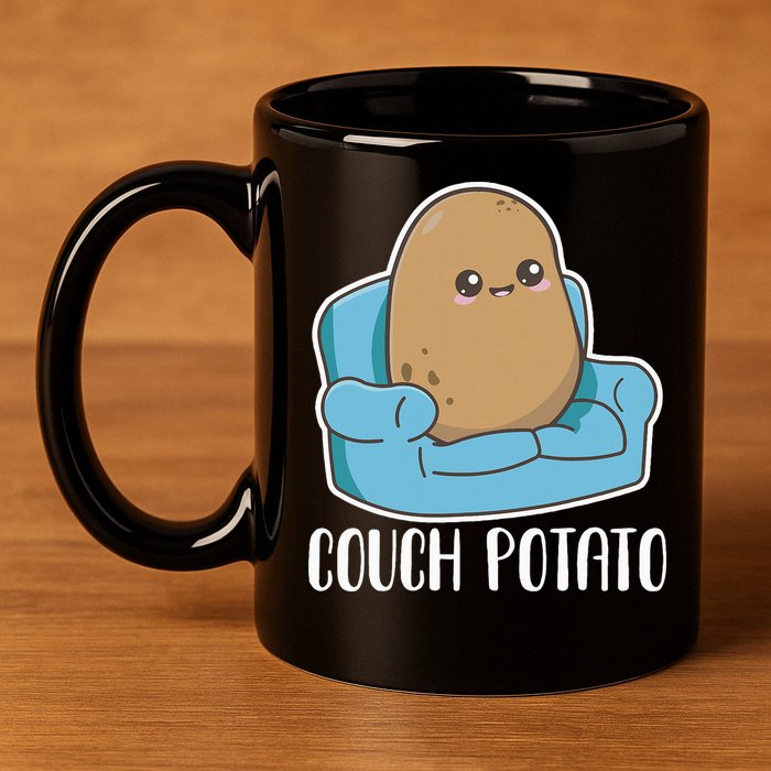 Couch Potato Cute Kawaii Funny Potato 11oz C Handle Ceramic Mug