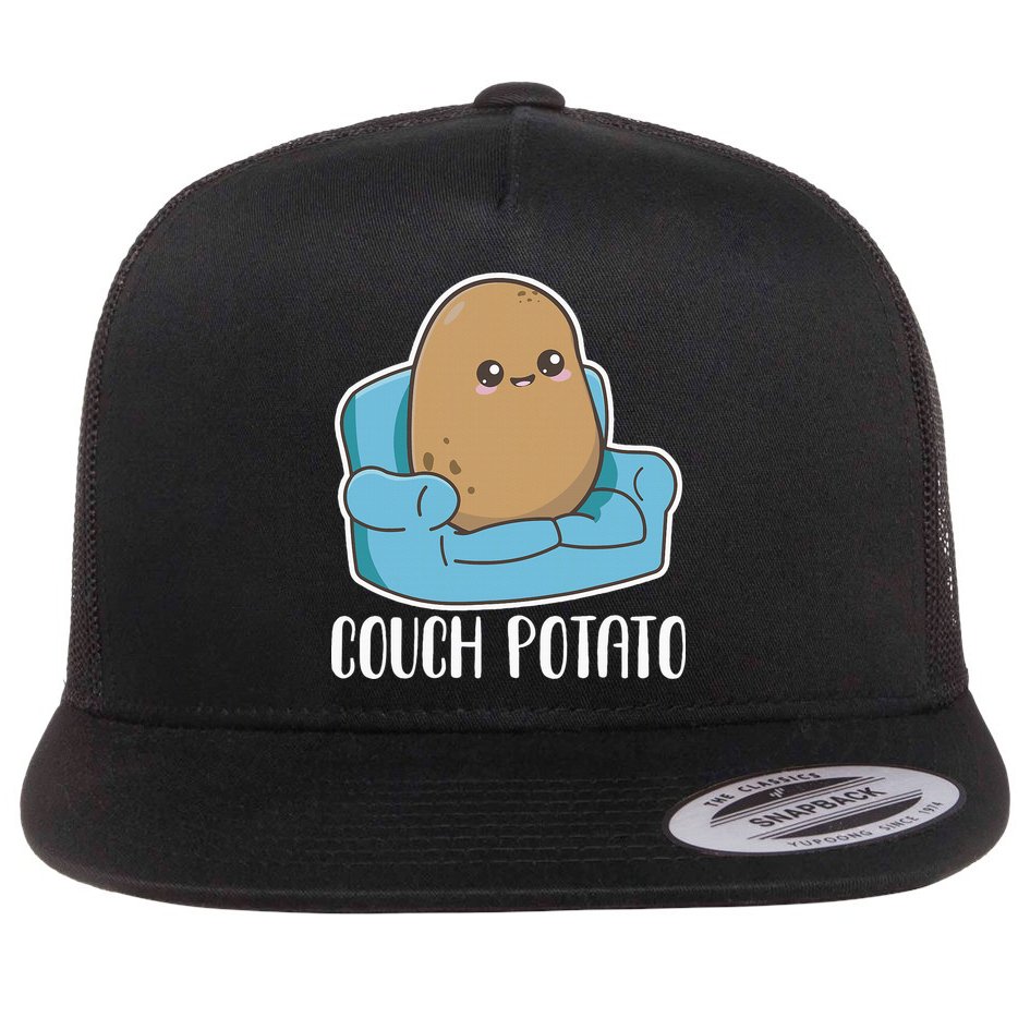 Couch Potato Cute Kawaii Funny Potato Flat Bill Trucker Hat