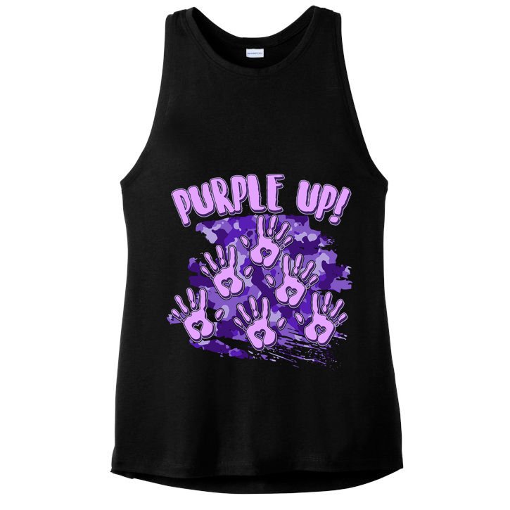 Cool Purple Camouflage Camo Hand Prints Ladies PosiCharge Tri-Blend Wicking Tank