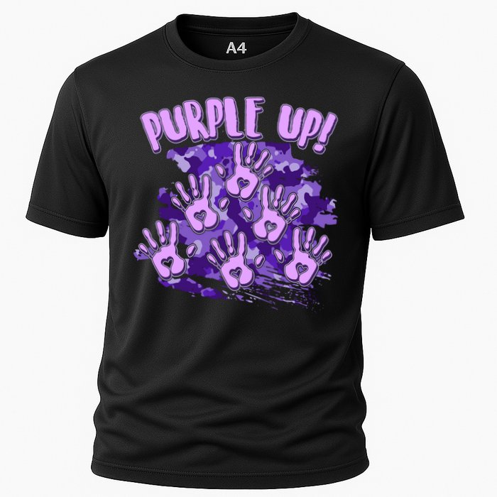 Cool Purple Camouflage Camo Hand Prints Cooling Performance Crew T-Shirt