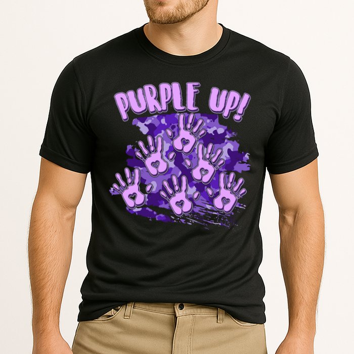 Cool Purple Camouflage Camo Hand Prints Cooling Performance Crew T-Shirt