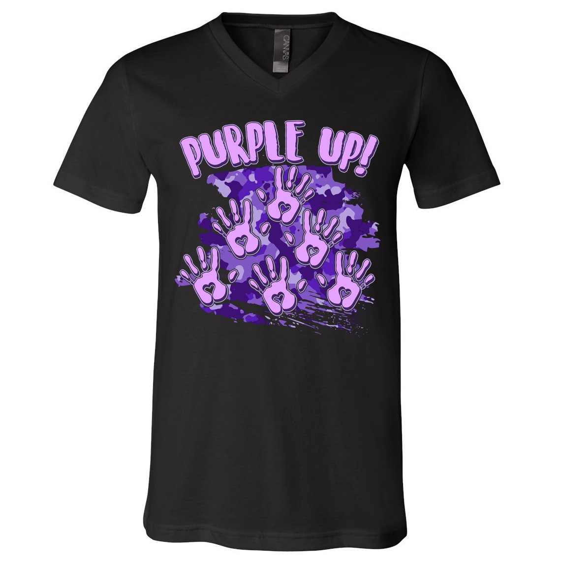 Cool Purple Camouflage Camo Hand Prints V-Neck T-Shirt