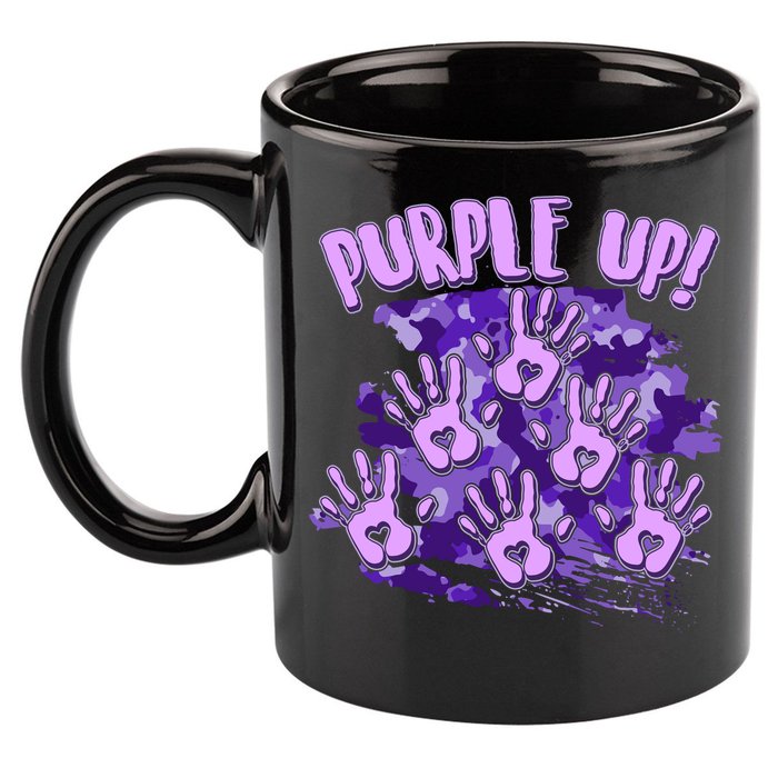 Cool Purple Camouflage Camo Hand Prints 11oz C Handle Ceramic Mug