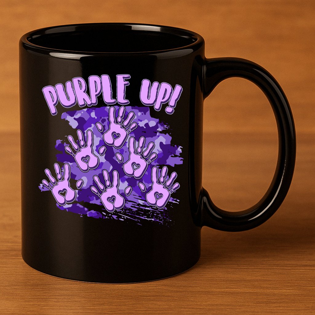 Cool Purple Camouflage Camo Hand Prints 11oz C Handle Ceramic Mug