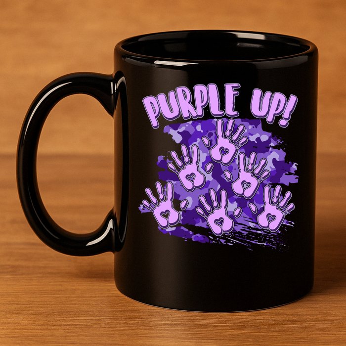 Cool Purple Camouflage Camo Hand Prints 11oz C Handle Ceramic Mug