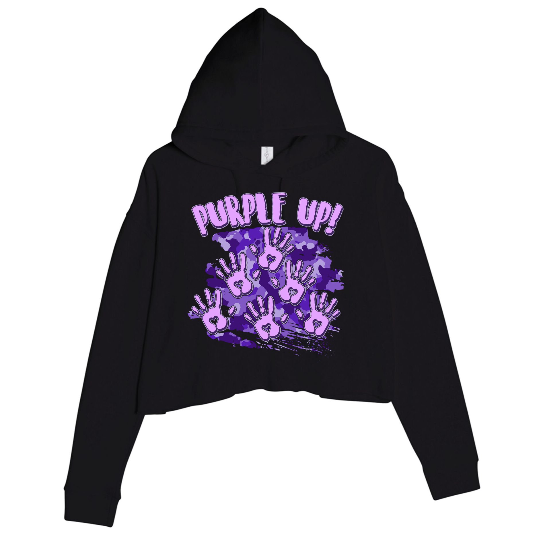 Cool Purple Camouflage Camo Hand Prints Crop Fleece Hoodie