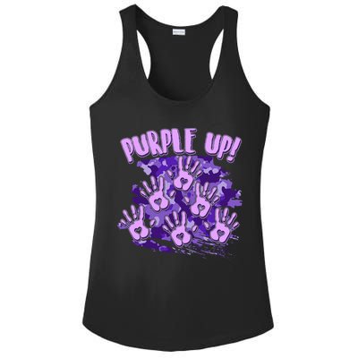 Cool Purple Camouflage Camo Hand Prints Ladies PosiCharge Competitor Racerback Tank