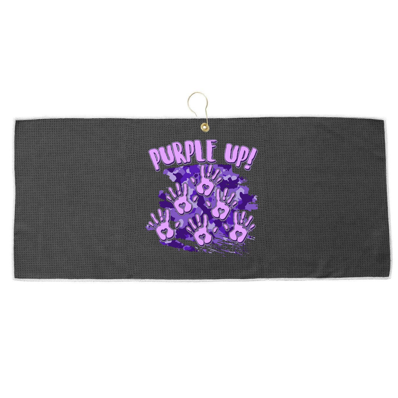 Cool Purple Camouflage Camo Hand Prints Large Microfiber Waffle Golf Towel