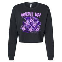 Cool Purple Camouflage Camo Hand Prints Cropped Pullover Crew