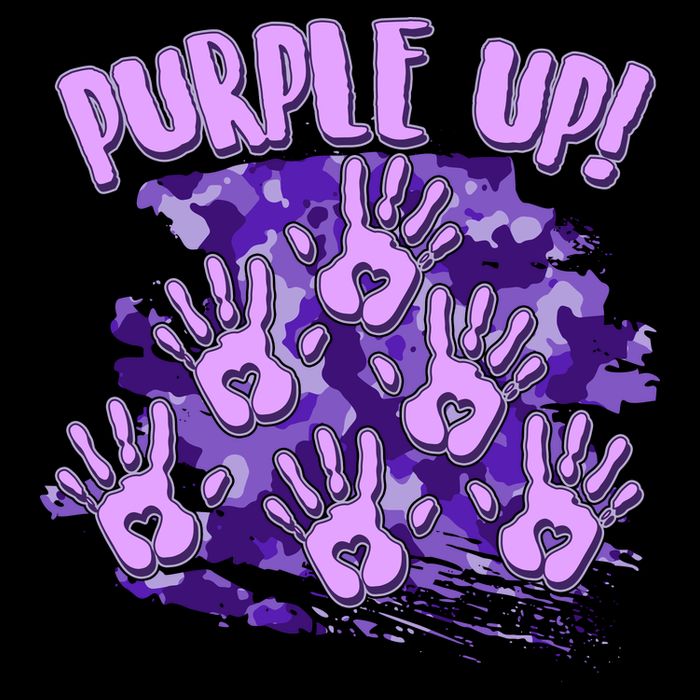 Cool Purple Camouflage Camo Hand Prints Cropped Pullover Crew