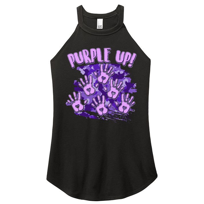 Cool Purple Camouflage Camo Hand Prints Women's Perfect Tri Rocker Tank