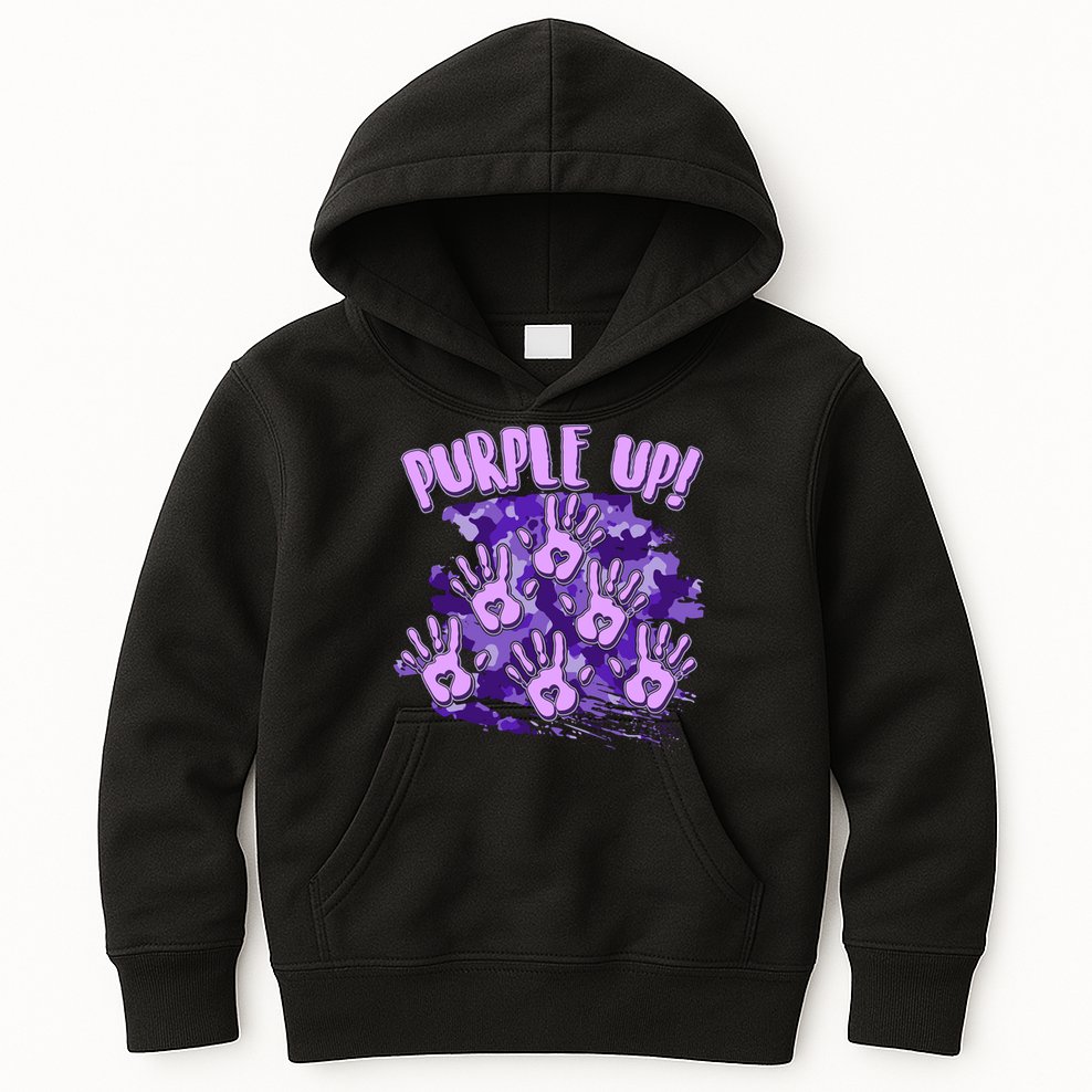 Cool Purple Camouflage Camo Hand Prints Kids Hoodie
