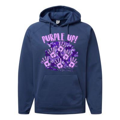 Cool Purple Camouflage Camo Hand Prints Performance Fleece Hoodie