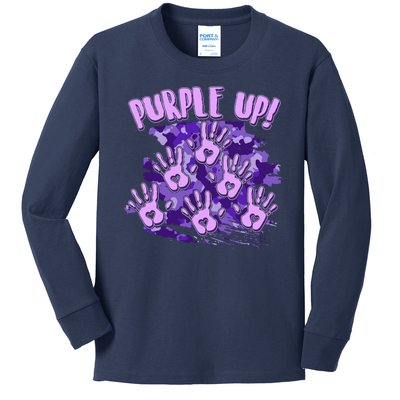 Cool Purple Camouflage Camo Hand Prints Kids Long Sleeve Shirt