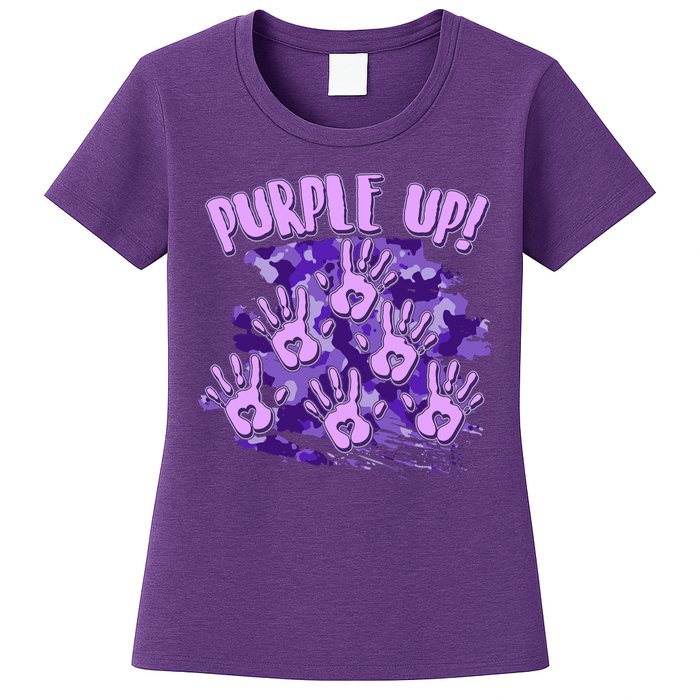 Cool Purple Camouflage Camo Hand Prints Womens T-Shirt