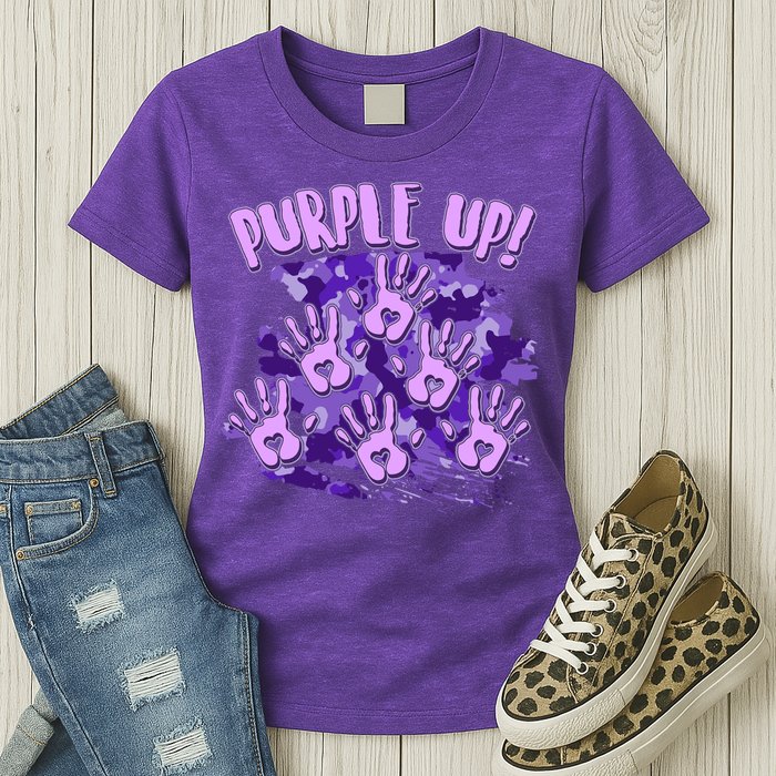 Cool Purple Camouflage Camo Hand Prints Womens T-Shirt
