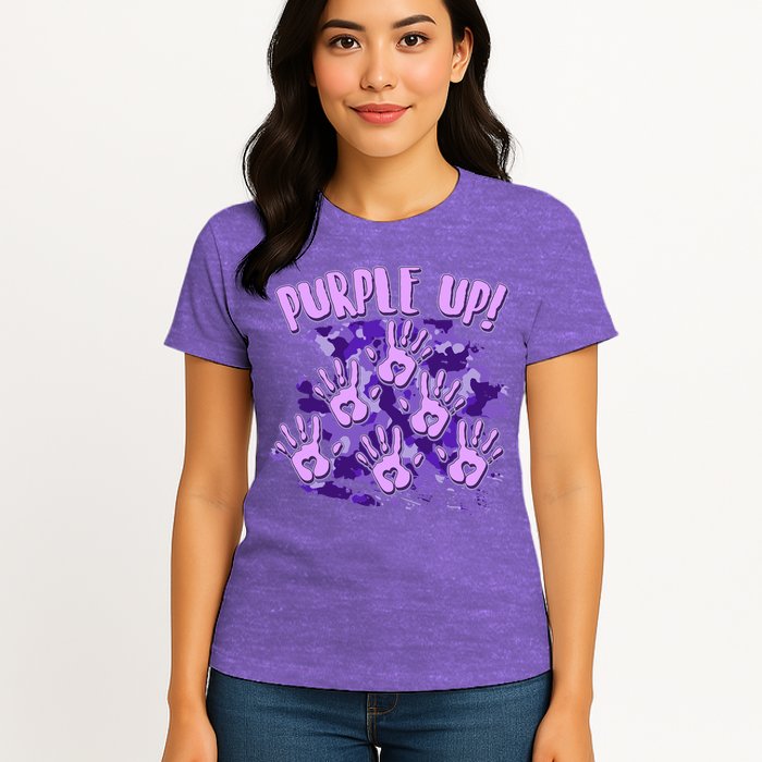 Cool Purple Camouflage Camo Hand Prints Womens T-Shirt