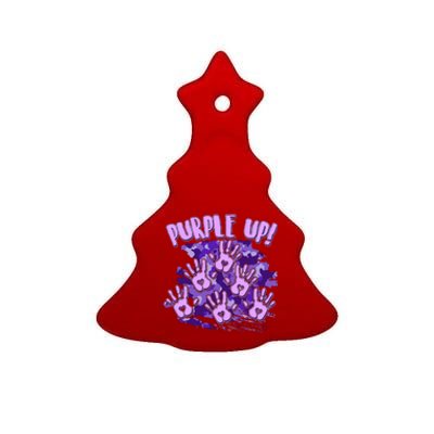 Cool Purple Camouflage Camo Hand Prints Ceramic Tree Ornament