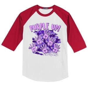 Cool Purple Camouflage Camo Hand Prints Kids Colorblock Raglan Jersey