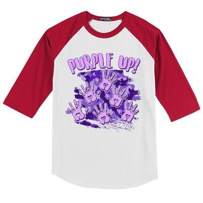 Cool Purple Camouflage Camo Hand Prints Kids Colorblock Raglan Jersey