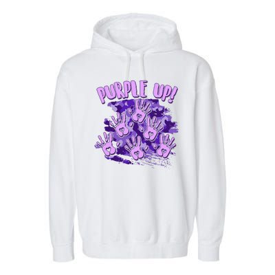 Cool Purple Camouflage Camo Hand Prints Garment-Dyed Fleece Hoodie