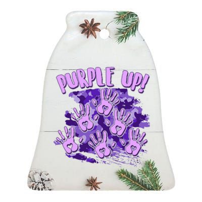 Cool Purple Camouflage Camo Hand Prints Ceramic Bell Ornament