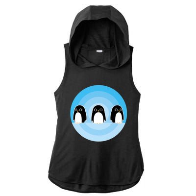 Cute Penguins Ladies PosiCharge Tri-Blend Wicking Draft Hoodie Tank