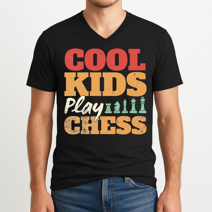 Cool Play Chess Player Chess Board Chess Lovers V-Neck T-Shirt